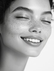 Beautiful Woman with Freckles and Smile