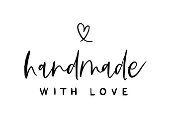 Handmade with Love for Your Order quote card. Modern, simple, minimal typographic design. Isolated on white background