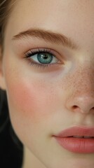 Obraz premium Close-up of a young woman's captivating face.