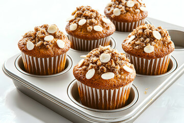 Freshly Baked Muffins with Crumble Topping and Almond Slices