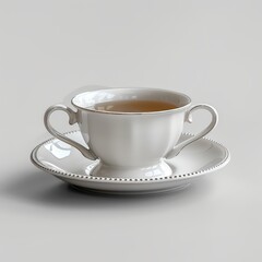 Obraz premium Mockup of a blank elegant ceramic tea set against a white background, ideal for high-end tea branding, luxury home decor, and elegant serving ware.