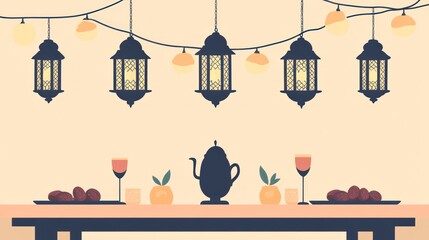 Fototapeta premium Elegant Dining Table with Lanterns for Festive Celebration