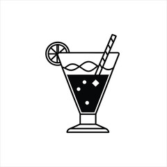 Vector Alcohol Cocktail Icon in Flat Design