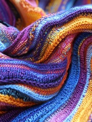Colorful knitted fabric in vibrant patterns.