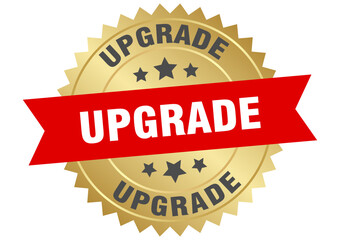 upgrade. upgrade round red and gold label isolated on transparent background