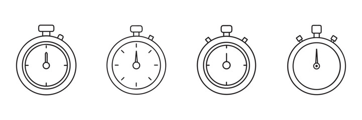 Timer clock vector icon set isolated on white background. Clock icon vector art
