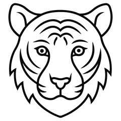 Minimalist tiger head line art vector