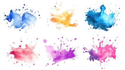 Fototapeta premium Collection of ink splatter effects, adding a grunge touch to design projects.