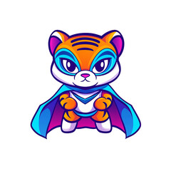 Heroic tiger character digital art vibrant colors playful environment front view superhero concept for kids