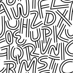 Monochrome Typographic Seamless Pattern Background