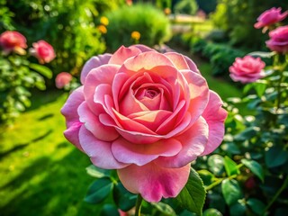 Aerial View of Pink Rose Garden - Drone Photography Stock Photo