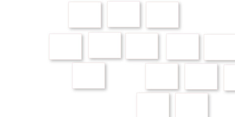 Simple Square cube box plate board on white wall background. 3d rendering. Multiple Horizontal Business Card Modern Mockup for Branding Presentation, Corporate Identity, Advertising, Graphic design.