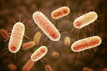 Fototapeta premium Microscopic Bacteria, Rod-Shaped, Science Illustration, Health Research