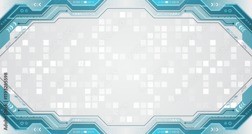 Aufkleber Hi-tech computer digital technology concept. Wide grey background with various technological elements. Abstract technology communication, vector illustration. Futuristic design for presentation.