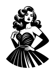 Fototapeta premium A vector silhouette of a stylish female model isolated on a white background.