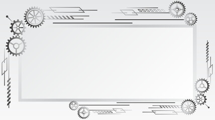 Innovation concept in high-tech gear design. Abstract vector illustration of cogwheel. Wide grey background of engineering mechanism. For technology presentation or banner.