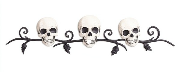Contemporary black art elegant skull silhouettes & ornaments