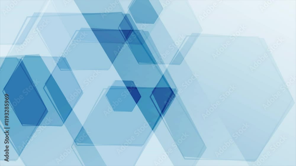 Aufkleber light blue geometric tech background with glossy hexagons. seamless looping motion design. video ani