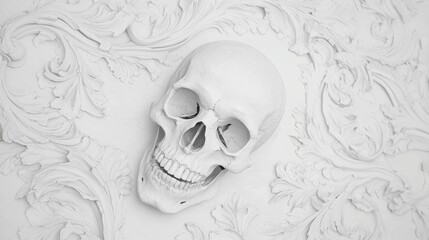 Fototapeta premium Gothic skull art elegant digital filigree in dark setting