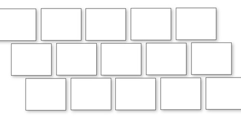 Simple Square cube box plate board on white wall background. 3d rendering. Multiple Horizontal Business Card Modern Mockup for Branding Presentation, Corporate Identity, Advertising, Graphic design.