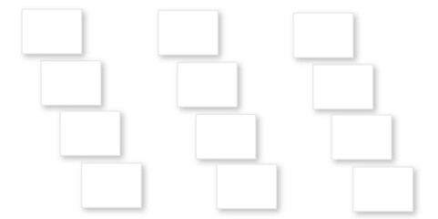 Simple Square cube box plate board on white wall background. 3d rendering. Multiple Horizontal Business Card Modern Mockup for Branding Presentation, Corporate Identity, Advertising, Graphic design.