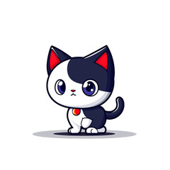 Obraz premium Playful cartoon cat digital art cute animation whimsical setting close-up view adorable character design