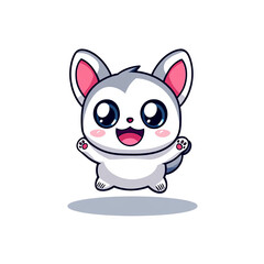 Playful cartoon animal character jumping with joy digital art whimsical environment cute concept