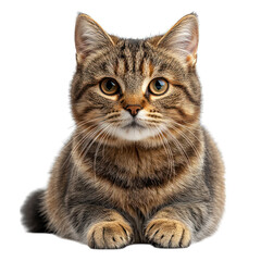 Obraz premium A close-up of a tabby cat lying down, showcasing its features.