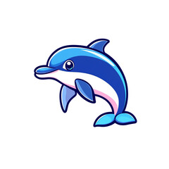Obraz premium Playful dolphin splashing in ocean waves marine environment animated graphic bright and colorful design