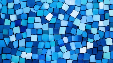 Vibrant mosaic of varying blue shades creating a calming and serene pattern with textured squares for artistic imagery