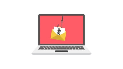 Laptop and email scam phishing animation