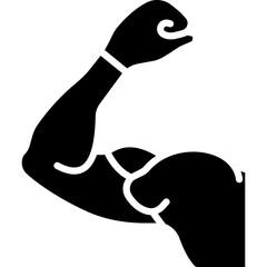Muscle glyph icon with isolated white background