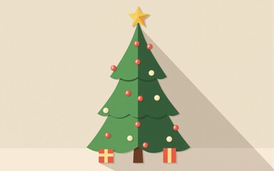 Stylized Christmas Tree with Ornaments and Gifts