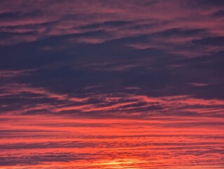 fiery sunset on the dark sky