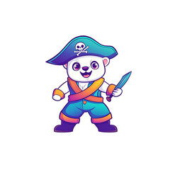 Pirate panda adventure cartoon illustration playful environment colorful viewpoint fun concept