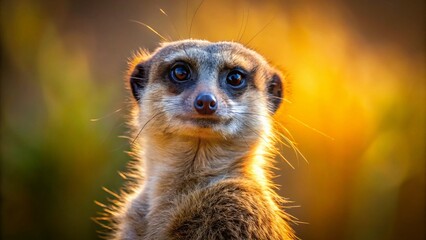 Fototapeta premium Alert Meerkat on Lookout, Wildlife African Savanna, Mammal, Predator Watch, Danger