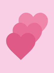 Pink heart illustration. Design for valentine's day or wedding