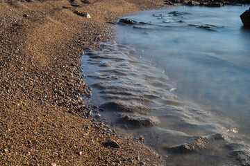 Seaside landscape at sunrise on Rhodes island Stegna beach