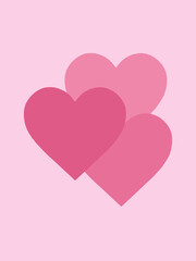 Pink heart illustration. Design for valentine's day or wedding