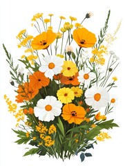 Fototapeta premium Vibrant bouquet of colorful wildflowers.