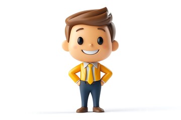 Cute Young Businessman Cartoon 3D Model