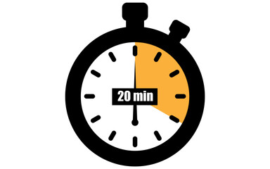 Fifteen minutes stopwatch icon, 15 min waiting time vector illustration, stopwatch with 15 minutes	