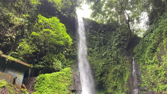 The beauty of Pete Waterfall in Banyumas Regency, Central Java, indonesia. It was taken on January 15, 2025 by a professional. It's a wonderful landscape with a nice view
