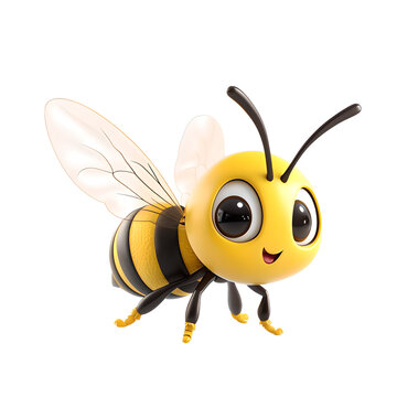 A cute bee isolated on a transparent background.