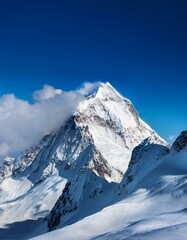 Generated image majestic snowy mountain peak towering above the clouds, its pristine white slopes