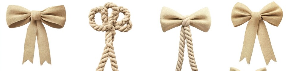 Set of beige rope isolated on white