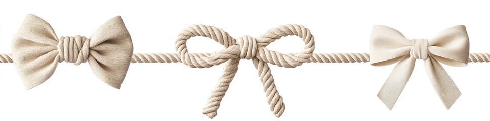 Set of beige rope isolated on white
