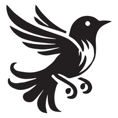 Silhouette of a bird on white background	