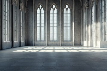 Fototapeta premium Architectural majesty gothic throne room with high windows