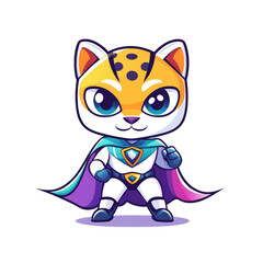 Obraz premium Superhero cat character digital art whimsical style colorful background playful theme